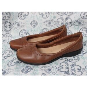 Clark's Women's Cora Iris‎ Brown Leather Casual Shoes 7.5M Ballet Flat